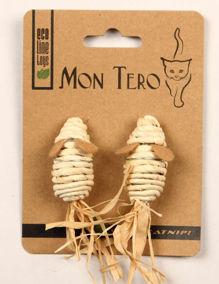 МОН ТЕРО ЭКО 2 шт 5 см игрушка для кошек мышь с кошачьей мятой бежевая