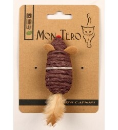 МОН ТЕРО ЭКО 76 см игрушка для кошек мышь с перьями с кошачьей мятой фиолетовая