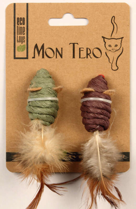 МОН ТЕРО ЭКО 2 шт 5 см игрушка для кошек мышь с кошачьей мятой зелено-фиолетовая