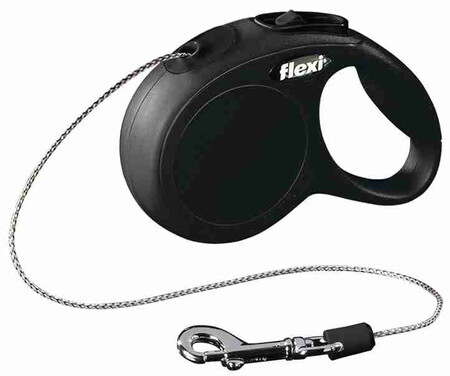 FLEXI NEW CLASSIC XS 3 м до 8 кг рулетка для маленьких собак черная трос.