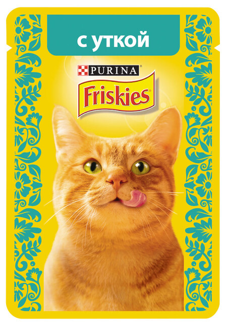 Friskies 85 г пауч консервы для кошек, с уткой в подливе 1х26