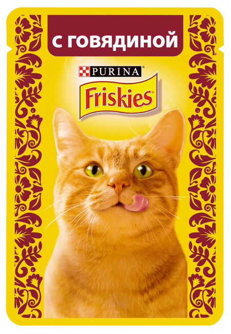 Friskies 85 г пауч консервы для кошек, с говядиной в подливе 1х24