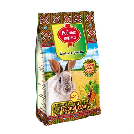 РОДНЫЕ КОРМА 400 г корм для кроликов овощи