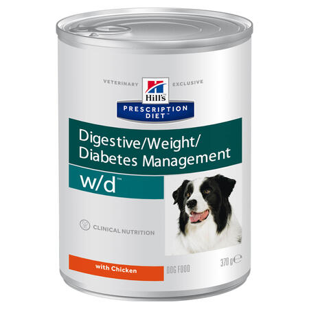 Hill`s Prescription Diet w/d Digestive/Weight/Diabetes Management 370 г консервы для собак склонных к набору веса и собак с диабетом курица