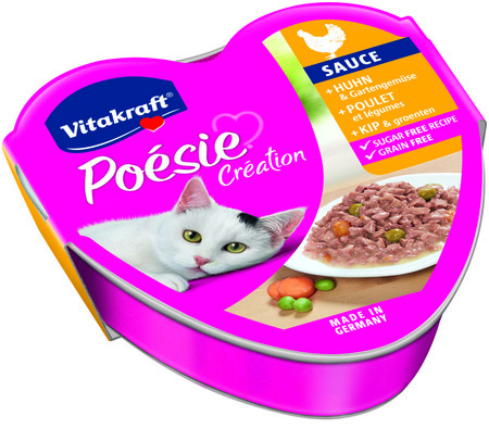 VITAKRAFT POESIE 85 г консервы для кошек курица с овощами кусочки в соусе.