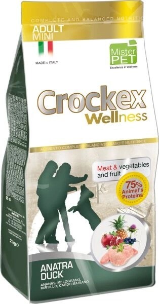 CROCKEX Wellness 2кг корм сухой для собак мелких пород утка с рисом