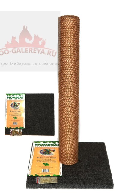 HOMECAT 29,5х29,5х50 см когтеточка столбик для кошек ковролин джут серый