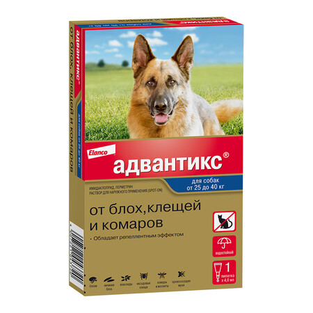 ELANCO Адвантикс 1 пипетка капли от блох, клещей и комаров для собак весом более 25 кг