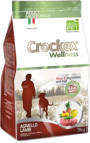 CROCKEX Wellness 3 кг корм сухой для собак средних и крупных пород ягненок с рисом