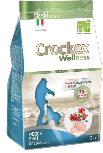 CROCKEX Wellness 3 кг корм сухой для собак средних и крупных пород рыба с рисом