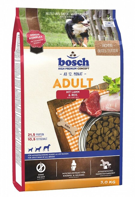 Bosch Adult Lamb&Rice корм для взрослых собак со средним уровнем активности ягненок с рисом