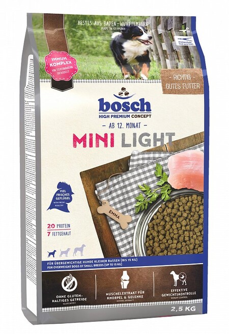 Bosch Adult Mini Light полнорационный корм для собак маленьких пород, склонных к полноте, и с избыточным весом