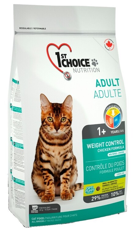 1st CHOICE Adult Weight Control корм для кастрированных и стерилизованных кошек, контроль веса с курицей