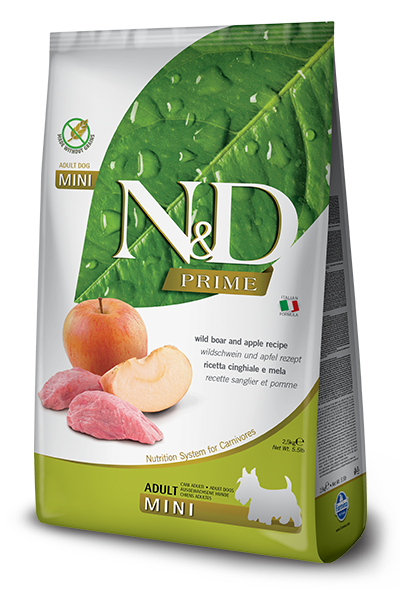 FARMINA N&D Adult Mini корм беззерновой для собак мелких пород кабан с яблоком