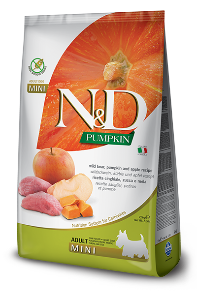 FARMINA N&D GF Pumpkin Adult Mini корм беззерновой для собак мелких пород кабан с тыквой и яблоком