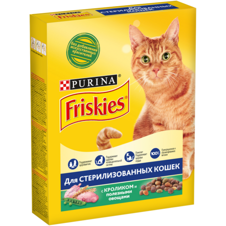 Friskies корм для стерилизованных кошек и котов с кроликом и полезными овощами