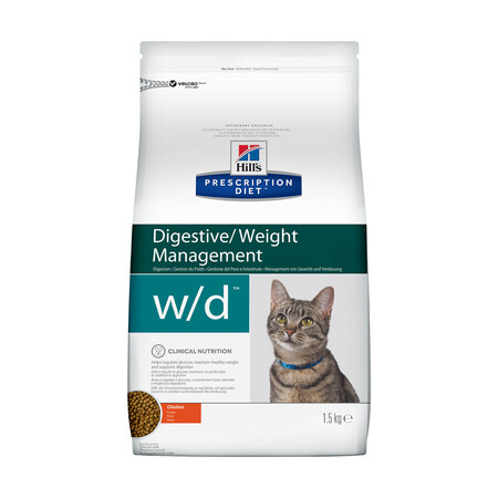 Hill`s Prescription Diet w/d Digestive/Weight Management сухой корм для кошек склонных к набору веса и кошек с диабетом