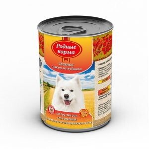 РОДНЫЕ КОРМА ЕЛЕЦ консервы для собак теленок с рисом по-кубански