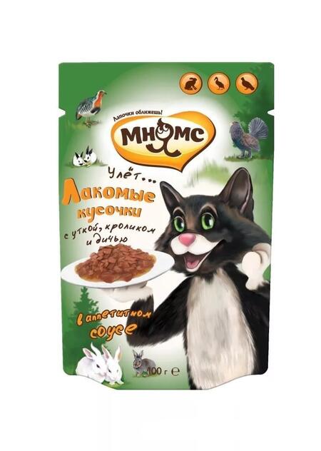 Мнямс паучи для взрослых кошек Пир охотника (утка, кролик, дичь) 100 г