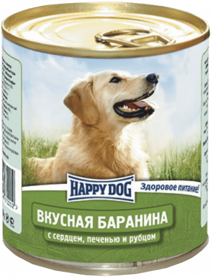 HAPPY DOG 750 г консервы для собак баранина с сердцем печенью и рубцом
