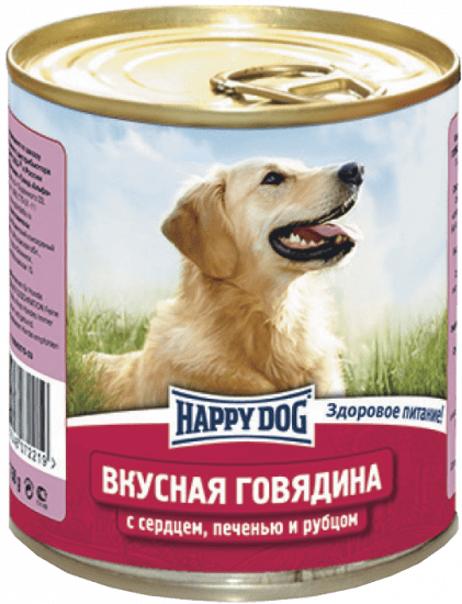 HAPPY DOG 750 г консервы для собак говядина с сердцем печенью и рубцом