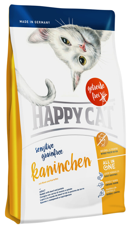 HAPPY CAT Supreme Sensitive Grainfree 1,4 кг сухой беззерновой корм для кошек с пищевой аллергией и привередливых кошек кролик
