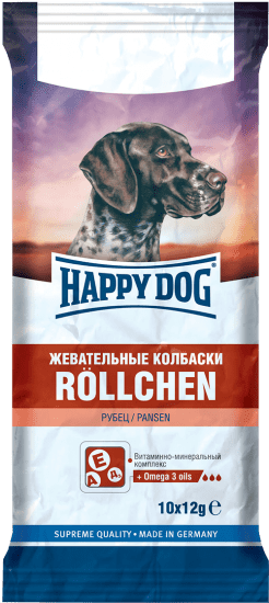 HAPPY DOG 120 г жевательные колбаски для собак с рубцом