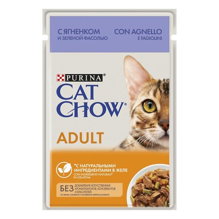 CAT CHOW ADULT для взрослых кошек Ягненок зел. фасоль 85г 1х26
