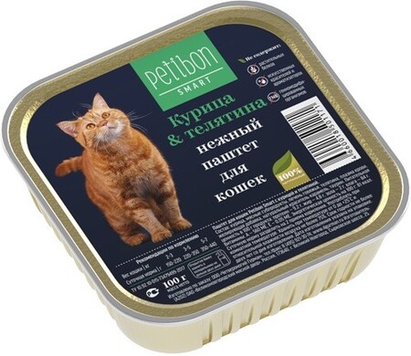 Petibon Smart 100 г консервы для кошек паштет с курицей и телятиной