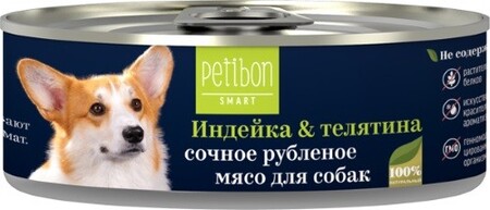 Petibon Smart 100 г консервы для собак рубленое мясо с индейкой и телятиной