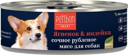 Petibon Smart 100 г консервы для собак рубленое мясо с ягненком и индейкой
