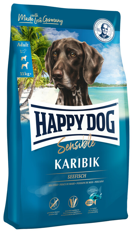 HAPPY DOG Supreme Karibic 4 кг сухой корм для собак средних и крупных пород с морской рыбой и картофелем