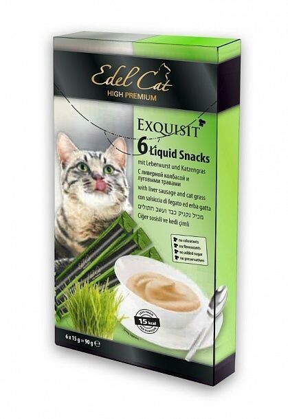 EDEL CAT 6 шт лакомство для кошек крем суп ливерная колбаса и травы