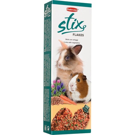 PADOVAN STIX FLAKES Coniglietti 100 г лакомые палочки с овощами для декоративных кроликов и морских свинок