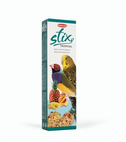 PADOVAN STIX TROPICAL Cocorite Esotici 60 г лакомые палочки для волнистых попугаев и экзотических птиц с фруктовым вкусом.