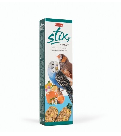 PADOVAN STIX SWEET 80 г лакомые палочки для волнистых попугаев и экзотических птиц с медом и яйцом.
