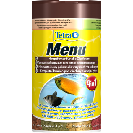 TETRA MENU 100 мл основной корм для аквариумных рыб 4 вида в 1 упаковке.