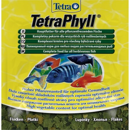 TETRA PHYLL 12 г корм для всех травоядных рыб в виде хлопьев.