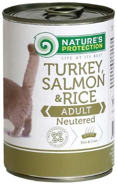 NATURE’S PROTECTION NEUTERED TURKEY SALMON & RICE 400г консервы полнорационное питание для стерилизованных кошек и кастрированных котов