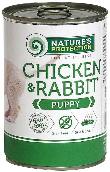 NATURE’S PROTECTION PUPPY CHICKEN& RABBIT 400г консервы полнорационное питание для щенков с мясом курицы и кролика