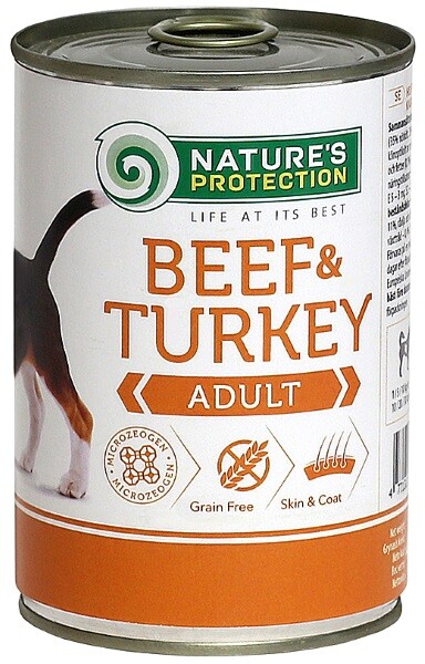 NATURE’S PROTECTION ADULT BEEF & TURKEY 400г консервы полнорационное питание с телятиной и мясом индейки для взрослых собак