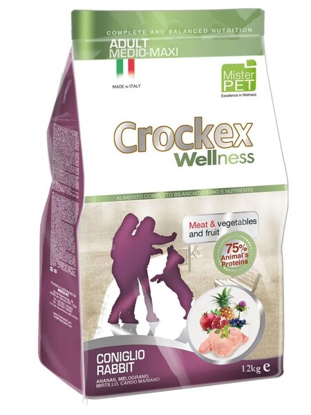 CROCKEX Wellness сухой корм для собак средних и крупных пород 12 кг кролик с рисом