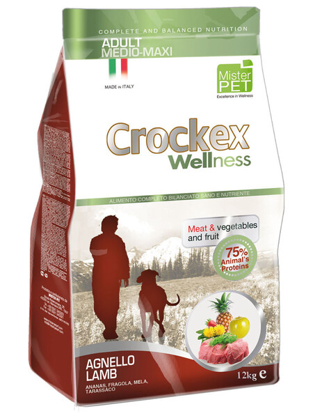 CROCKEX Wellness 12 кг корм сухой для собак средних и крупных пород ягненок с рисом