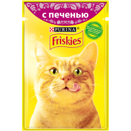 Friskies 85 г пауч консервы для кошек, с печенью в подливе 1х24