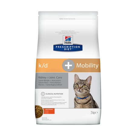Hill`s Prescription Diet k/d + Mobility Kidney Joint Care 2 кг сухой корм для кошек с заболеваниями почек и суставов курица