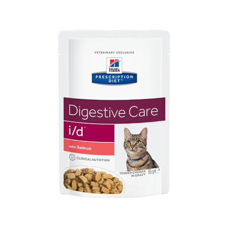 Hill`s Prescription Diet i/d Digestive Care 85 г пауч для кошек с расстройствами пищеварения лосось кусочки в соусе