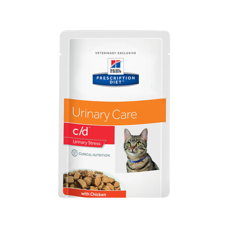 Hill`s Prescription Diet c/d Urinary Care Stress 85 г пауч для кошек для лечения и профилактики мочекаменной болезни вызванных стрессом курица