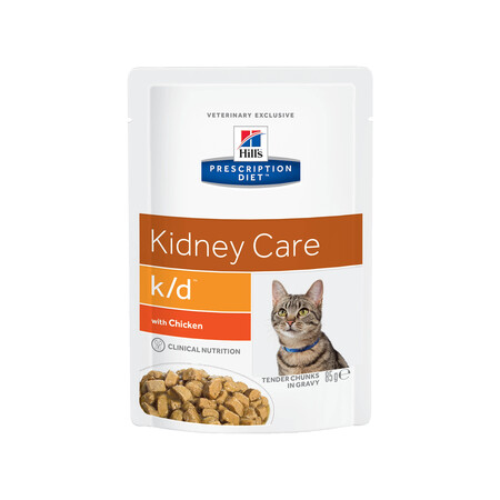 Hill`s Prescription Diet k/d Kidney Care 85 г пауч для кошек с заболеваниями почек курица кусочки в соусе