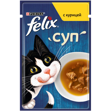 Felix суп 48 г пауч консервы для взрослых кошек, с курицей