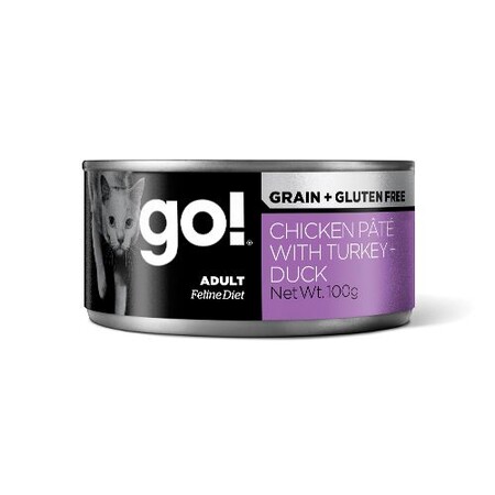 GO! Grain Free Chicken Pate with Turkey + Duck CF 0,1 кг консервы беззерновые с тушеной курицей, индейкой и мясом утки для кошек